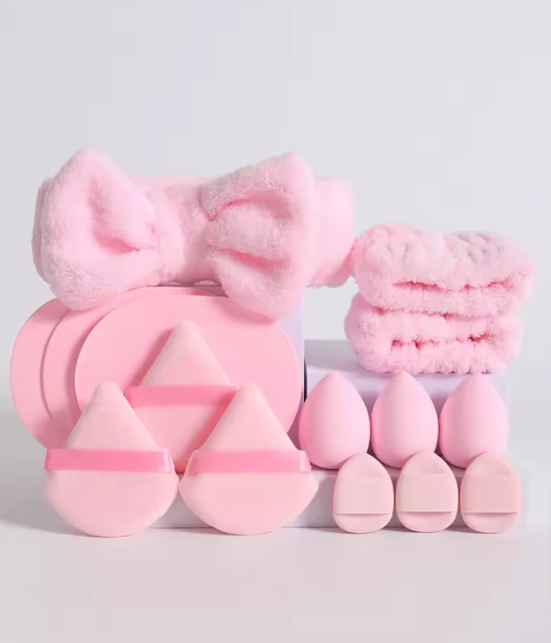 Multi-Fluffy Headband and Makeup Sponge Set